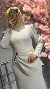 ALTIN TOKALI ASİMETRİK PEPLUM ABİYE-BEJ