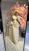 ALTIN TOKALI ASİMETRİK PEPLUM ABİYE-BEJ