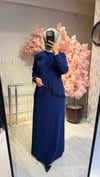 BONCUK DETAYLI LACİVERT ELBİSE 