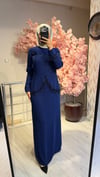BONCUK DETAYLI LACİVERT ELBİSE 