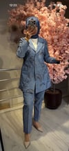 Desenli Blazer Ceketli Takım (Mavi) 