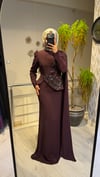 FERİHA SARIOĞLU BORDO ÇİÇEKLİ ABİYE