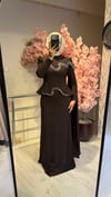 FERİHA SARIOĞLU TAŞ PELERİNLİ KAHVERENGİ ABİYE
