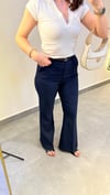İspanyol Paça Lacivert Premium Kemerli Kumaş Pantolon