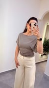 Kahve/Ekru Çizgili Bluz