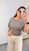 Kahve/Ekru Çizgili Bluz