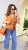 Kemerli Blazer Yelek -Taba