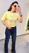 Korsaj Dikiş Detaylı Sarı Bluz