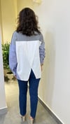 Lacivert Kolları Taşlı Tasarım Gömlek