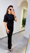 Siyah Büzgü Detaylı Tişört Pantolon Oysho Takım
