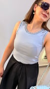 Taş Detaylı Atlet-BEBE MAVİ