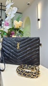YSL Cluch Çanta - GOLD LOGO