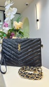 YSL Cluch Çanta - GOLD LOGO