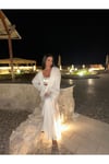 beyaz Payetli kolları tüylü kaftan