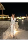 beyaz Payetli kolları tüylü kaftan