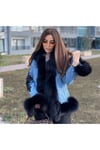 Kürklü Taşlı Kot Ceket