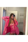 Pembe Payetli Blazer Ceket Ve Strablez Elbise