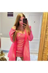 Pembe Payetli Blazer Ceket Ve Strablez Elbise
