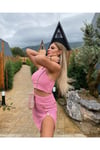 Pembe Tüvit Etek Bluz Takım
