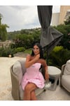 poplin çizgili kumaş korse balon etek