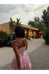 poplin çizgili kumaş korse balon etek