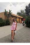 poplin çizgili kumaş korse balon etek