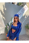 Saks Mavi Parlak 4 Lü Gömlek Takım