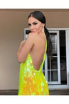 Sarı Payetli Sırt Dekolteli Elbise