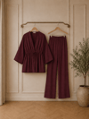Kimono Pantolon Takım Mürdüm