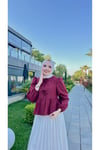 Etek Üstü Gömlek - Bordo