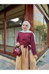 Etek Üstü Yan Bağlamlı Gömlek -bordo