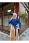 Etek Üstü Yan Bağlamlı Gömlek -mavi