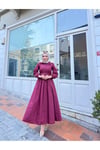 Gömlek Yakalı Tesettür Elbise-bordo