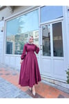 Gömlek Yakalı Tesettür Elbise-bordo