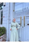 Gömlek Yakalı Tesettür Elbise-çağle Yeşili