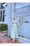 Gömlek Yakalı Tesettür Elbise-çağle Yeşili