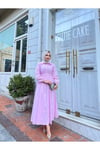 Gömlek Yakalı Tesettür Elbise-pembe