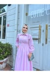 Gömlek Yakalı Tesettür Elbise-pembe