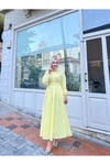 Gömlek Yakalı Tesettür Elbise-sarı
