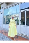 Gömlek Yakalı Tesettür Elbise-sarı