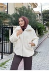 İç Astarlı Fermuarlı Peluş Mont