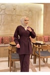 İliza Model Yan Bağlamalı Pantolonlu Takım