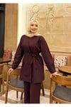 İliza Model Yan Bağlamalı Pantolonlu Takım