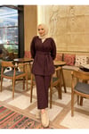 İliza Model Yan Bağlamalı Pantolonlu Takım