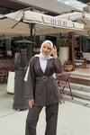 Kemer Detaylı Kot Tesettür Takım