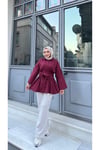 Kuşaklı Uzun Tesettür Gömlek