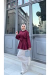 Kuşaklı Uzun Tesettür Gömlek