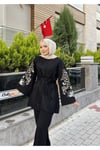 Nakışlı Pullu Triko Kimono Takım