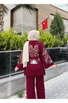 Nakışlı Pullu Triko Kimono Takım