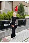 Nakışlı Pullu Triko Kimono Takım